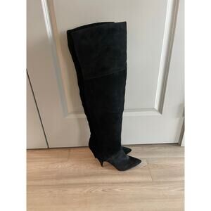 Louise & Cie Suede Willess Over The Knee Pointed Toe Boots Size US 7.5 Black